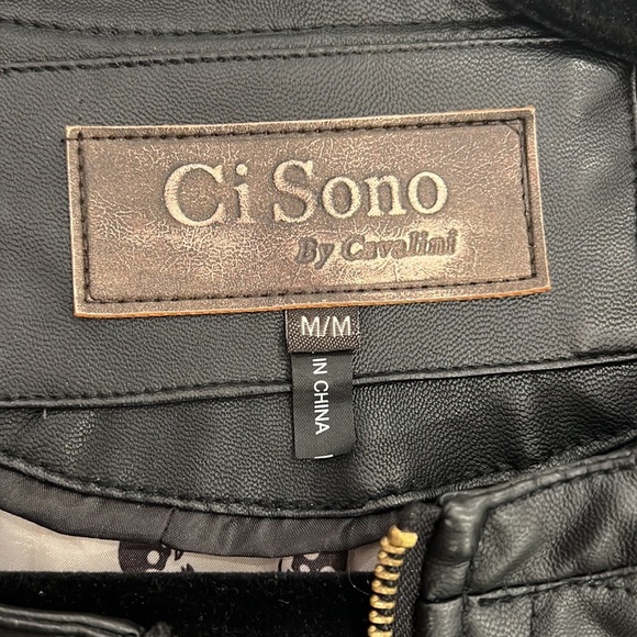 Woman’s Black Vegan Leather Moto Jacket with Gold Hardware - Picture 6 of 11